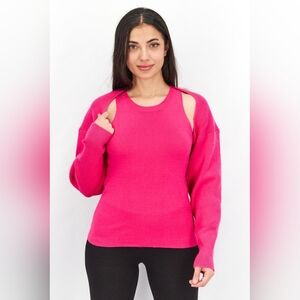 Lucy Paris Women 2 Pieces Round Neck Top With Connell Layered Bolero Shrug Sweat